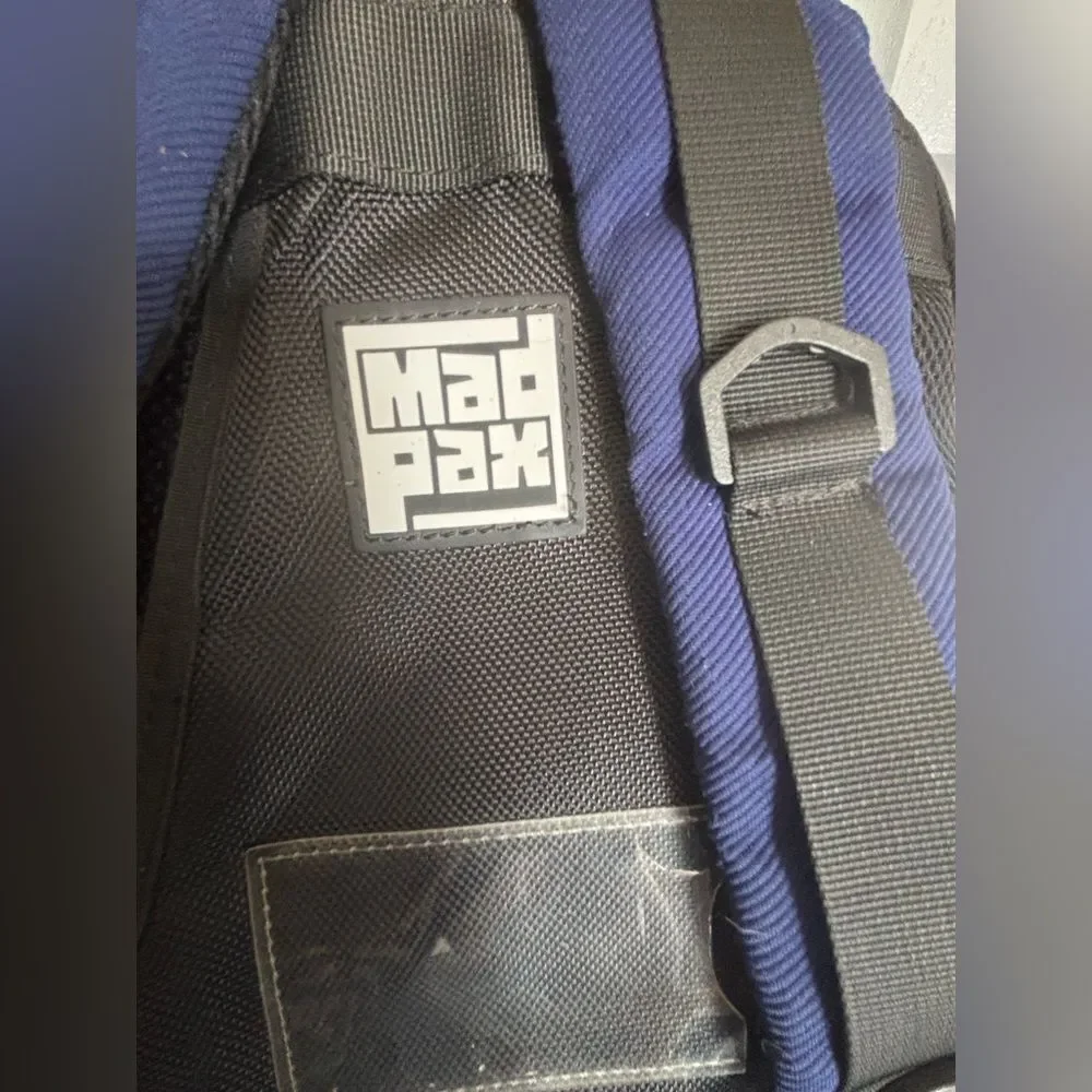 Navy Blue Geometric Men's Backpack by Mad Pax